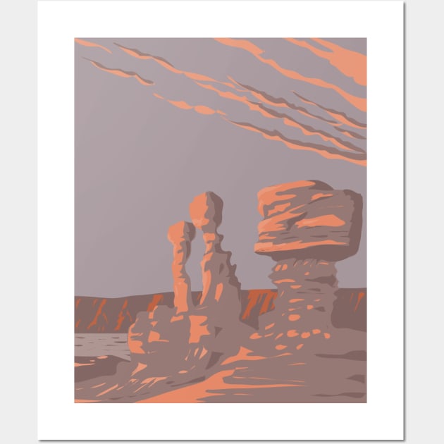 Rock Formations Ischigualasto Provincial Park in San Juan Province Argentina WPA Art Deco Poster Wall Art by retrovectors